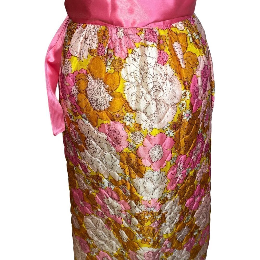 Vintage Womens Skirt Size 10 Multicolor Quilted Floral Maxi Wrap Casual - Picture 7 of 13